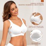 PoseFree Wireless Bras for Women Full Coverage Bra Full Support and Lift No Underwire Back Smoothing Bralette Everyday Bra (White,XL)