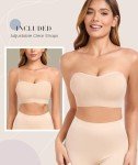 Finduself Strapless Bras for Women Non-Slip Padded Bandeau Bra Wireless Tube Top Bra Including Clear Straps