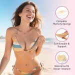 Dandelion Pact Double Sided Sticky Bra Inserts, Invisible Push Up Sticky Bra Pads for Large Breasts, Stick on Bra for Bikini Swimsuits (Medium, Beige)