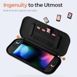 COOWPS Ultra Slim Switch 2 Case for Nintendo Switch 2 (2025), Odorless Felt Portable Full Protection Hard Shell Soft Lining Carrying Case with 8 Switch 2 Games Card Slots, for Travel Storage Dark Grey