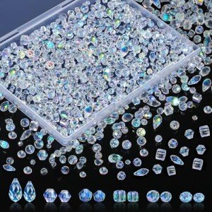 Crystal Glass Beads for Jewelry Making 821PCS Mixed Sizes 4mm, 6mm, 8mm AB Color Shiny Glass Beads Clear Crystal Beads for Suncatchers, Bracelets, Necklaces, Earrings, DIY Crafts