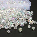 Clear Beads, 720 Pcs Acrylic Clear Faceted Beads, Ab Color Crystal Loose Beads, Transparent Beads, Spacer Beads, Faceted Crystal Beads for Making Jewelry, Bracelets, Necklaces, Earrings, Charms