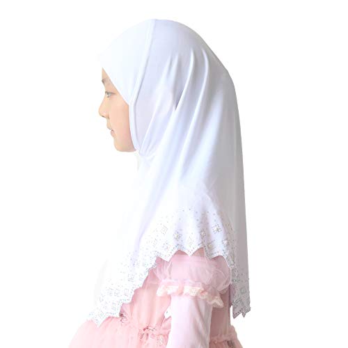 Modest Beauty Girls/Children Hijab Scarf Headscarf Wrap one Piece Muslim Amira with Czech Drill
