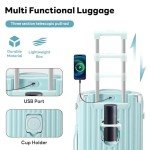 20 Inch Carry on Luggage Carry-on with Cup Holder & USB Port, Luggage with Airline Approved TSA Lock, Softside Lightweight carry on luggage 22 x 14 x 9 airline approved 360° Spinner Double Wheels