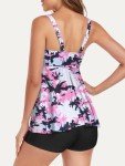 Womens Tankini Swimsuits Two Piece Swimsuit for Women Tummy Control Bathing Suit with Boyshort Swimsuits Athletic 2 Piece Swim Suits Slimming Bathing Suits White Pink Floral X-Large