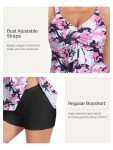 Womens Tankini Swimsuits Two Piece Swimsuit for Women Tummy Control Bathing Suit with Boyshort Swimsuits Athletic 2 Piece Swim Suits Slimming Bathing Suits White Pink Floral X-Large