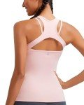 RUNNING GIRL Workout Tank Tops with Built in Bras for Women,Compression Shirt Strappy Back Athletic Yoga Tops (BX2696 Pink.XXL)
