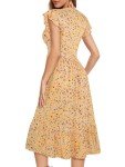YIOYOLA Midi Dresses for Women 2025 Casual with Pockets Notched Neck Aline Tiered Summer Sundress(YYL329-Yellow Floral 04,S)