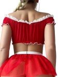 Foxiny Plus Size Curvy Sexy Stockings Mini Skirt Mesh Sheer Lace Costume Outfit Lingerie with Thong Set 4 Piece Women See Through Matching Bra Panty Underwear Red 4X-Large