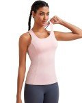 RUNNING GIRL Workout Tank Tops with Built in Bras for Women,Compression Shirt Strappy Back Athletic Yoga Tops (BX2696 Pink.XXL)