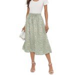 Witsmile Midi Skirts for Women Spring Summer Cotton Bohemia Womens Midi Skirt High Waist Pleated Aline Cover Up(Flo Yellow,M)