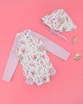 babygoal Toddler Baby Girl One-Piece Swimsuit Long Sleeve Rash Guard with Hat Set, Floral Zipper Toddler Bathing Suit for Beach & Pool- YZU03-2-3T-B Flower