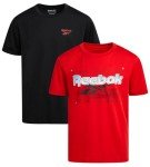 Reebok Boys Shirts - 2 Pack Active Performance Dry Fit T Shirts for Boys - Athletic Training Tops for Kids (8-20), Size 14-16, Vector Red/Black