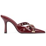 AMINUGAL Burgundy Slingback Kitten Heels for Women Pointed Closed Toe Studded Stiletto Heeled Sandals Mules Buckle Slip on High Heel Red Women's Pumps Shoes Dress Trendy Party Size 6