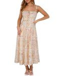 YIOYOLA Corset Dress for Women Casual Party Midi Sundress(YYL552-Beige White F 04,XL)