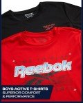 Reebok Boys Shirts - 2 Pack Active Performance Dry Fit T Shirts for Boys - Athletic Training Tops for Kids (8-20), Size 14-16, Vector Red/Black