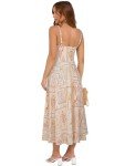YIOYOLA Corset Dress for Women Casual Party Midi Sundress(YYL552-Beige White F 04,XL)