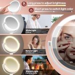 B Beauty Planet Makeup Mirror with Lights, Lighted Magnifying Mirror 20X with 3 Lighting and Adjustable Brightness, 2-Sided Height Adjustable Vanity Mirror for Bathroom, Gifts for Women White