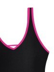Foxiny Sexy Backless Cheeky High Cut Leg Thong V Neck Tummy Control One Piece Swimsuit Women Brazilian Open Back Bathing Suit Bikini Black Hot Pink Small