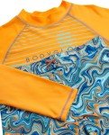 Body Glove Boys Swim Set - 2 Piece Boys Swim Trunks with Rash Guard UV Protection Swimsuit Kids Bathing Suits (Sizes 4-12), Size 5, Orange Swirl Surf