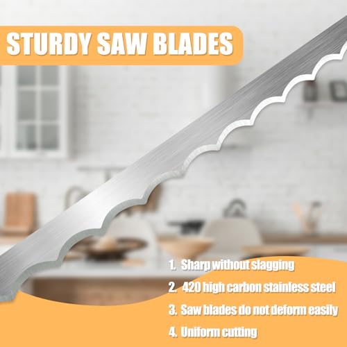 Bread Slicer for Homemade Bread,16" Wooden Sourdough Bread knife with Bow Design,Premium Stainless Steel Serrated Saw Bread cutter for Bagels, Baguettes and More