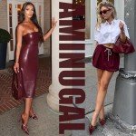 AMINUGAL Burgundy Slingback Kitten Heels for Women Pointed Closed Toe Studded Stiletto Heeled Sandals Mules Buckle Slip on High Heel Red Women's Pumps Shoes Dress Trendy Party Size 6