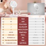 B Beauty Planet Makeup Mirror with Lights, Lighted Magnifying Mirror 20X with 3 Lighting and Adjustable Brightness, 2-Sided Height Adjustable Vanity Mirror for Bathroom, Gifts for Women White