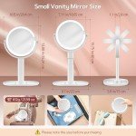 B Beauty Planet Makeup Mirror with Lights, Lighted Magnifying Mirror 20X with 3 Lighting and Adjustable Brightness, 2-Sided Height Adjustable Vanity Mirror for Bathroom, Gifts for Women White