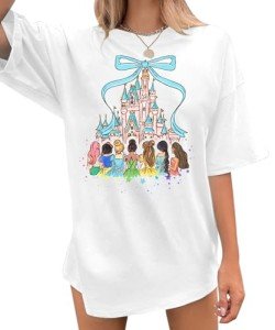 Magical Shirt for Women: Magic Kingdom Tshirt Oversized Princess Shirt Family Vacation Trip Tee B-White