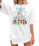 Magical Shirt for Women: Magic Kingdom Tshirt Oversized Princess Shirt Family Vacation Trip Tee B-White