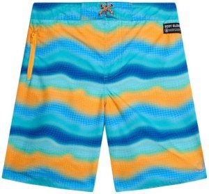 Body Glove Boys Swim Trunks - UPF 50+ Quick Dry Board Boys Swim Shorts Bathing Suit Kids Swimwear with Pockets (Sizes: 8-16), Size 14-16, Turquoise/Orange Squares