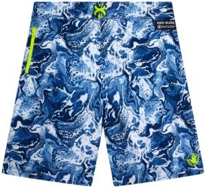 Body Glove Boys Swim Trunks - UPF 50+ Quick Dry Boys Swim Shorts Board Bathing Suit Kids Swimwear with Pocket (Sizes: 8-18), Size 10-12, Blue/White Ocean