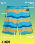 Body Glove Boys Swim Trunks - UPF 50+ Quick Dry Board Boys Swim Shorts Bathing Suit Kids Swimwear with Pockets (Sizes: 8-16), Size 14-16, Turquoise/Orange Squares