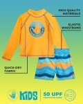 Body Glove Toddler Boys Swim Set - 2 Piece UPF 50+ Quick Dry Swim Trunks and Rash Guard for Boys Kids Swimwear (Sizes: 2T-4T), Size 4T, Orange Turquoise
