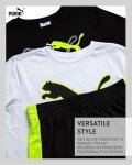 PUMA Boys' Active Shorts Set - 3 Piece Performance T-Shirt, Dry Fit Tank Top, and Gym Shorts - Activewear Set for Boys (4-16), Size 10-12, Black/Lime