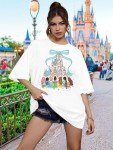 Magical Shirt for Women: Magic Kingdom Tshirt Oversized Princess Shirt Family Vacation Trip Tee B-White