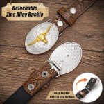 JKEEMI Kids Western Belt for Boys Girls, Embossed Genuine Leather Cowboy Cowgirl Belt for Jeans Pant Dresses Gift