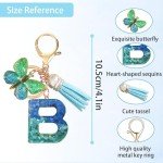 Ruqizhi Initial Letter 2PCS Keychain Cute Letter Charm Accessories with Butterfly Tassel for Cup with Handle for Women Girls