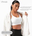 ULTREAGLE Strappy Sports Bras for Women - Open Back Padded Yoga Gym Bra Low Impact Womens Workout Tops