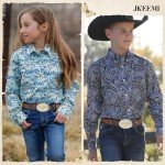 JKEEMI Kids Western Belt for Boys Girls, Embossed Genuine Leather Cowboy Cowgirl Belt for Jeans Pant Dresses Gift