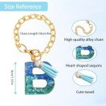 Ruqizhi Initial Letter 2PCS Keychain Cute Letter Charm Accessories with Butterfly Tassel for Cup with Handle for Women Girls
