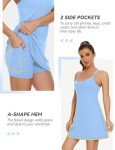 Womens Tennis Dress, 2-in-1 Golf Workout Dress with Built-in Bra & Shorts Pockets, Athletic Dresses with Adjustable Strap Light Blue