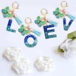 Ruqizhi Initial Letter 2PCS Keychain Cute Letter Charm Accessories with Butterfly Tassel for Cup with Handle for Women Girls