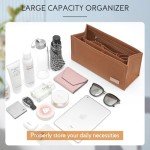 KESOIL Bag Organizer Insert,Tote Bag Insert For On The Go MM, Handbag Inner Organizer,Handbag Storage,Tote Bags Felt Liner with Zipper(Brown,L)