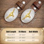 JKEEMI Kids Western Belt for Boys Girls, Embossed Genuine Leather Cowboy Cowgirl Belt for Jeans Pant Dresses Gift