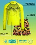 Body Glove Boys Swim Set - Boys Swim Trunks with Rash Guard UPF50+ 2 Piece Bathing Suits with Shorts Swimsuit Set (Size 4-12), Size 6, Neon Yellow Palm Trees