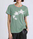 Womens Graphic Tee Vintage Sea Turtle Shirt Summer Casual Loose Fit Short Sleeve Holiday Weekend Beach Vacation Cotton Top Hawaiian Shirts,Pale Green XXL