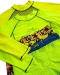 Body Glove Boys Swim Set - 4 Piece UPF 50+ Swim Trunks and Rash Guard for Boys Kids Swimwear Set (Sizes: 4-12), Size 7, Neon Green/Yellow Palm Trees