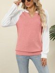 EADINVE Women Casual Long Sleeve V Neck Sweatshirts Cute Loose Fit Lightweight Pullover Tops