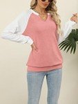 EADINVE Women Casual Long Sleeve V Neck Sweatshirts Cute Loose Fit Lightweight Pullover Tops